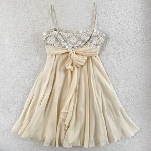 BCBG Champagne/nude Embellished Cocktail Dress